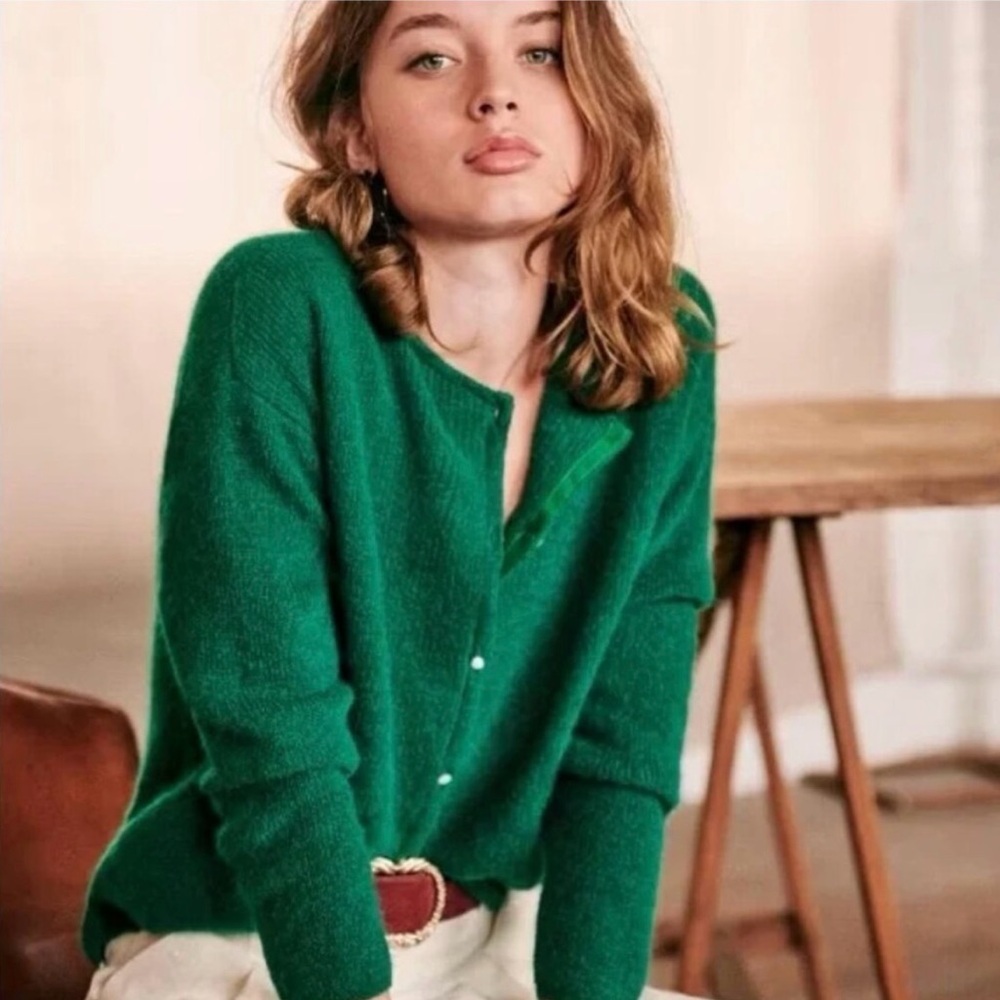 Sezane Forest Green Cardigan